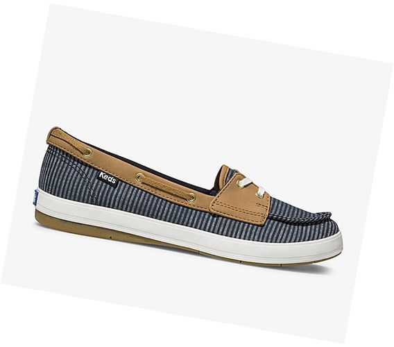 Tenis Slip On Keds Charter Stripe Mujer Azul Marino | ZAJ527481