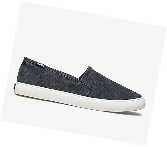 Tenis Slip On Keds Clipper Washed Solids Comodidad Mujer Azul Marino | VPJ796804