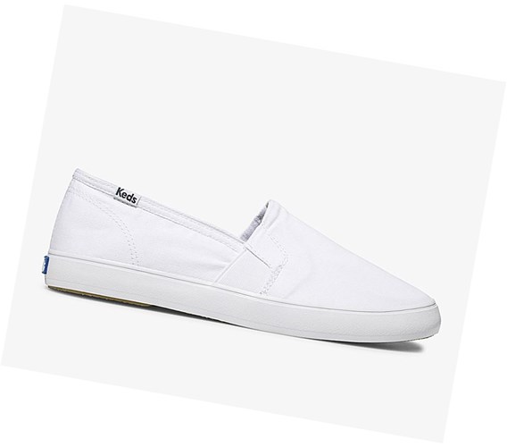 Tenis Slip On Keds Clipper Washed Solids Comodidad Mujer Blancos | WKJ745908