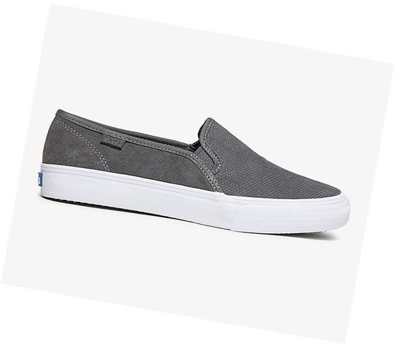 Tenis Slip On Keds Double Decker Gamuza Fall Comodidad Mujer Grises Oscuro | HJR710892