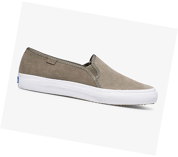 Tenis Slip On Keds Double Decker Gamuza Fall Comodidad Mujer Verde Oliva | KWL179482