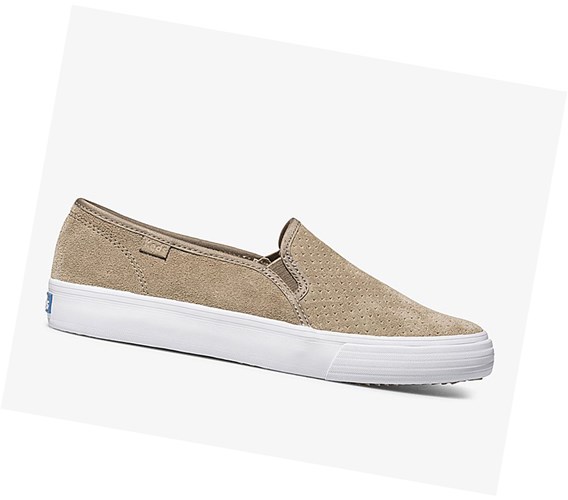 Tenis Slip On Keds Double Decker Perf Gamuza Comodidad Mujer Marrom | EVD619352