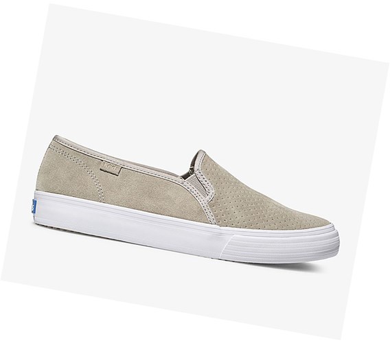 Tenis Slip On Keds Double Decker Perf Gamuza Mujer Grises | VGX160593