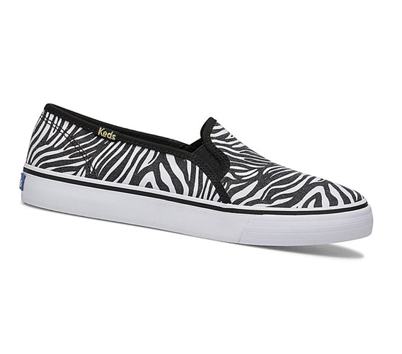 Tenis Slip On Keds Double Decker Zebra Mujer Blancos Negros | DCG768932