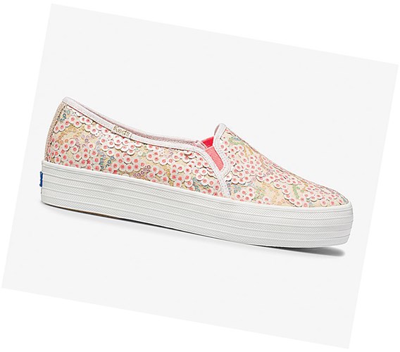 Tenis Slip On Keds x Oh Joy! Triple Decker Sequins Mujer Rosas Multicolor | EYX853790