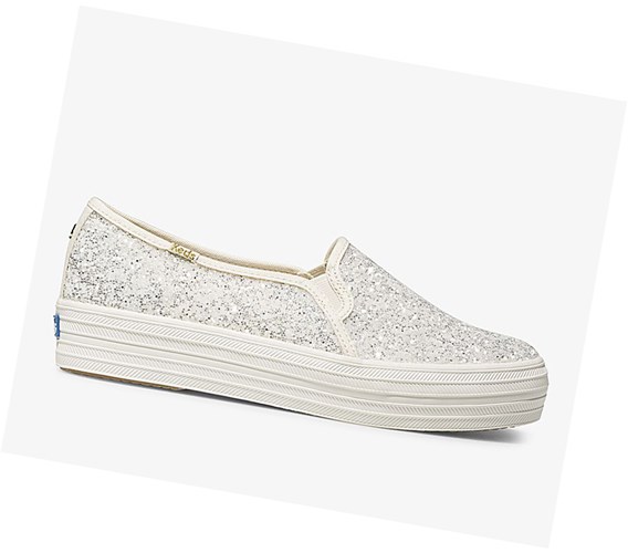 Tenis Slip On Keds x kate spade new york Triple Decker Glitter Wedding Mujer Creme | KSL324165