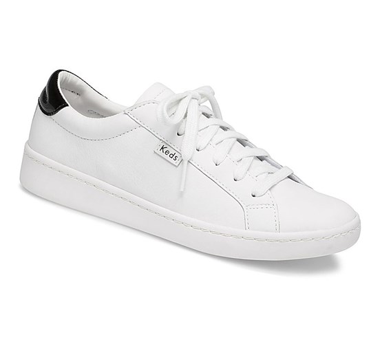 Zapatos con Cordones Keds Ace Mirror Cuero Mujer Blancos Negros | CUM653780