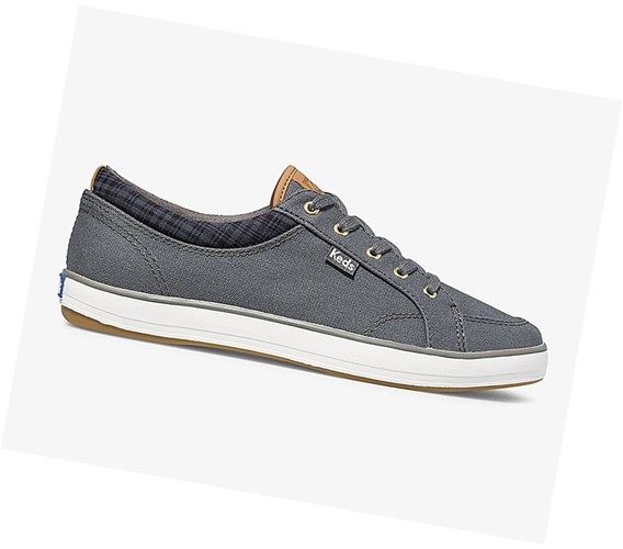 Zapatos con Cordones Keds Center Waxed Lona Mujer Grises Oscuro | PWV873205