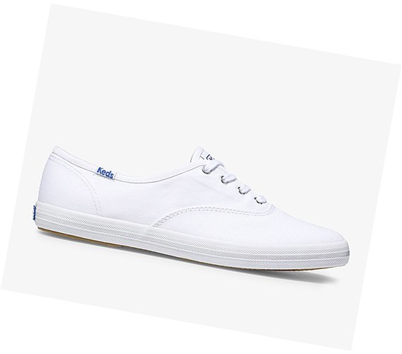 Zapatos con Cordones Keds Champion Lona Originales Mujer Blancos | AQB962781