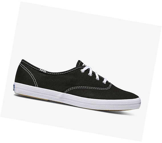 Zapatos con Cordones Keds Champion Lona Originales Mujer Negros | PKW645139