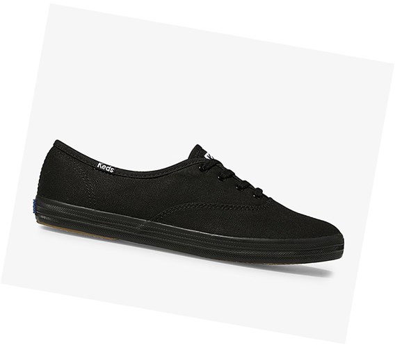 Zapatos con Cordones Keds Champion Lona Originales Mujer Negros | RAK528413