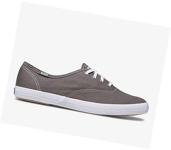 Zapatos con Cordones Keds Champion Lona Originales Mujer Grises Oscuro | ZWT346951