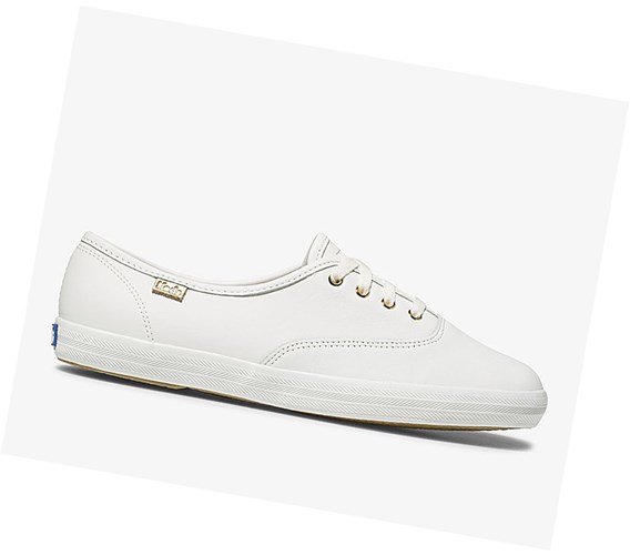 Zapatos con Cordones Keds Champion Luxe Cuero Mujer Blancos | RNU710285