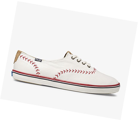 Zapatos con Cordones Keds Champion Pennant Cuero Mujer Blancos | HQW857691