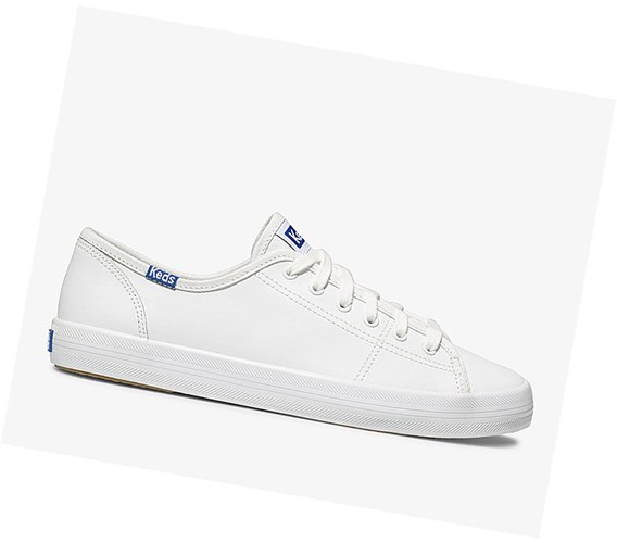 Zapatos con Cordones Keds Kickstart Cuero Mujer Blancos Azules | FUS210847