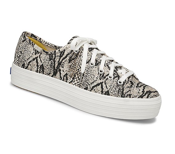 Zapatos con Cordones Keds Triple Kick Snake Mujer Creme Negros | PNI152690