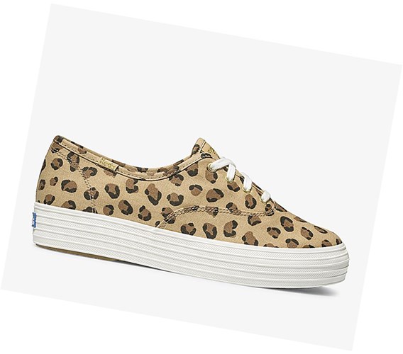 Zapatos con Cordones Keds Triple Leopard Mujer Marrom | GOH170425