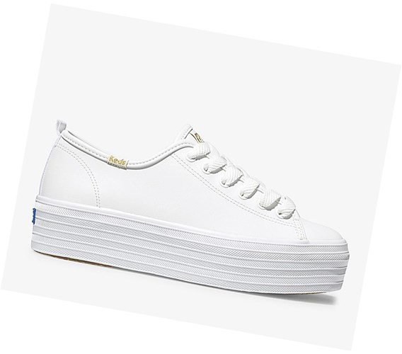 Zapatos con Cordones Keds Triple Up Cuero Mujer Blancos | RCJ403756