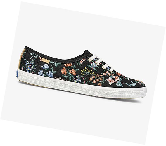 Zapatos con Cordones Keds x Rifle Paper Co Champion Wildflower Embroidered Mujer Negros | CFB204137