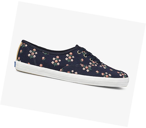 Zapatos con Cordones Keds x Rifle Paper Co Champion Posy Embroidered Mujer Azul Marino | OEC249167