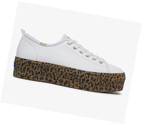 Zapatos con Cordones Keds x Wonder Woman Triple Up Cuero Mujer Blancos Leopardo | GYH012864