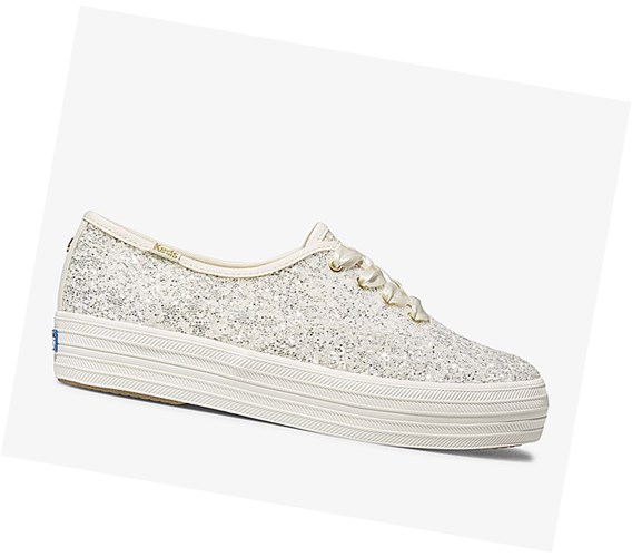 Zapatos con Cordones Keds x kate spade new york Triple Glitter Mujer Creme | IHU428910