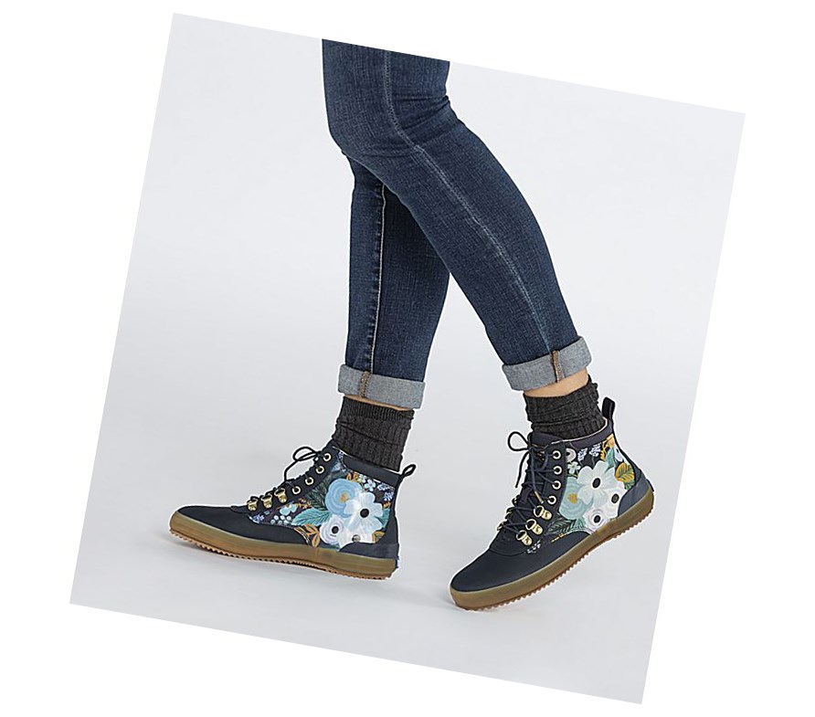 Botas Altas Keds x Rifle Paper Co. Scout Agua Mujer Azul Marino Multicolor | FAT580236