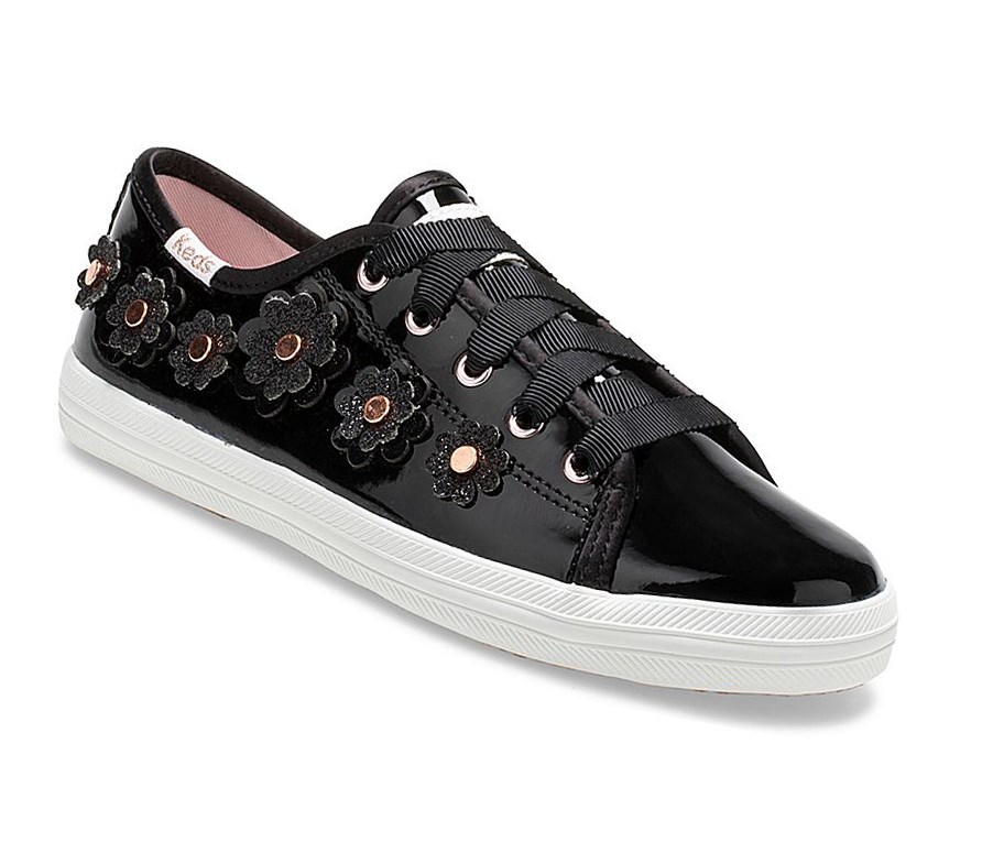 Tenis Keds Big Kid x kate spade new york Kickstart Charol Cuero Niños Negros | AWY265340