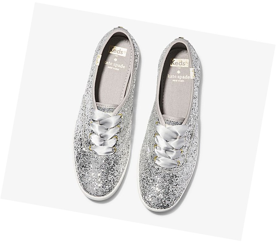 Tenis Keds x kate spade new york Champion Glitter Wedding Mujer Plateados | JMQ460372