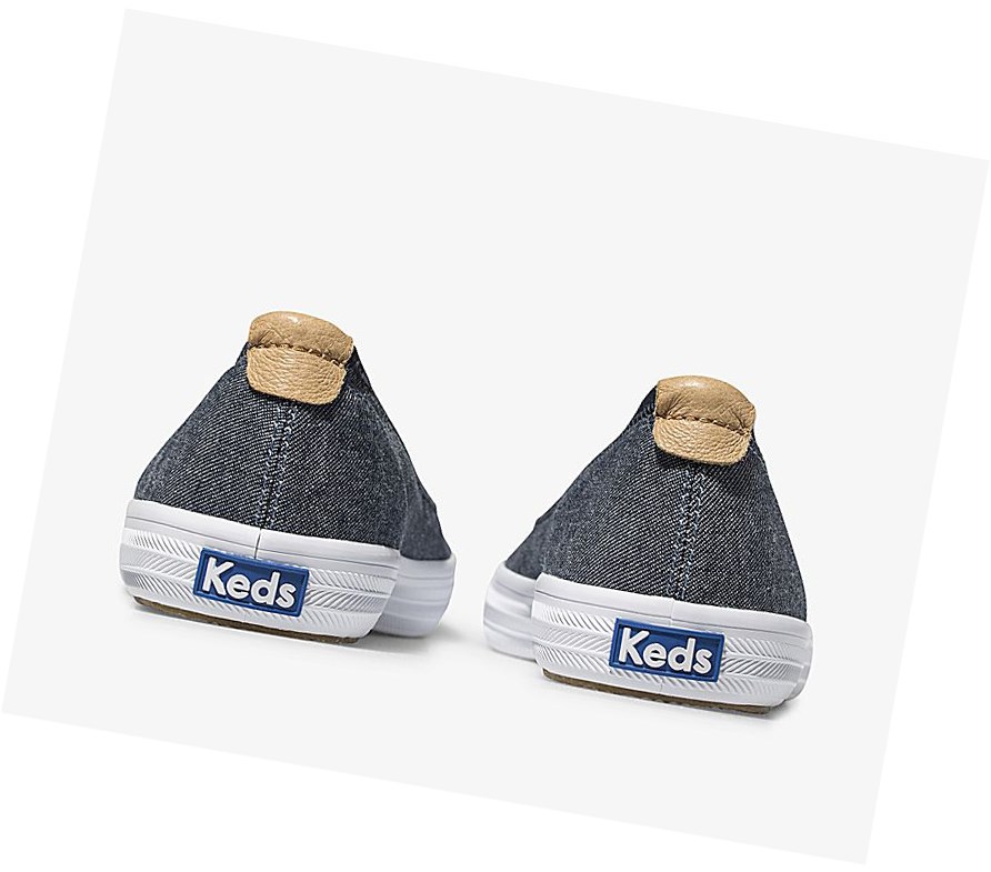 Tenis Slip On Keds Bryn Chambray Comodidad Mujer Azul Marino | XED310578