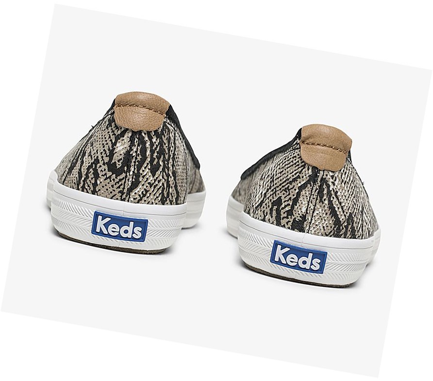 Tenis Slip On Keds Bryn Snake Comodidad Mujer Creme Negros | HKR261504