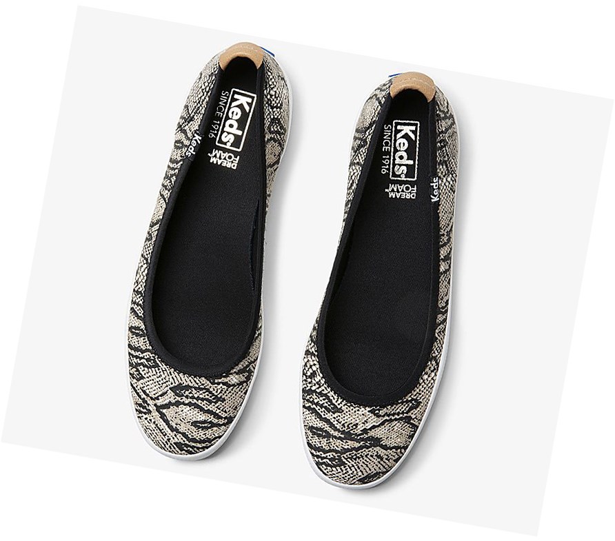 Tenis Slip On Keds Bryn Snake Comodidad Mujer Creme Negros | HKR261504