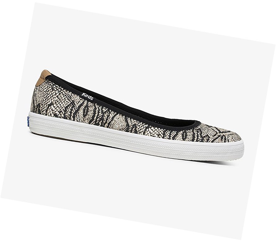 Tenis Slip On Keds Bryn Snake Comodidad Mujer Creme Negros | HKR261504