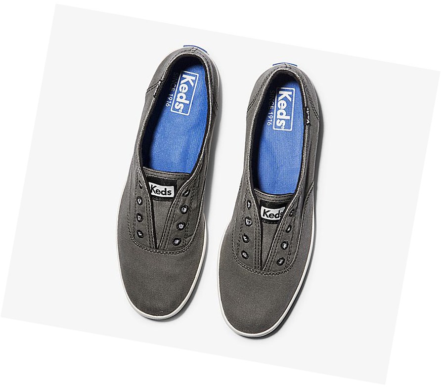 Tenis Slip On Keds Chillax Seasonal Washable Mujer Grises Oscuro | SHG037649