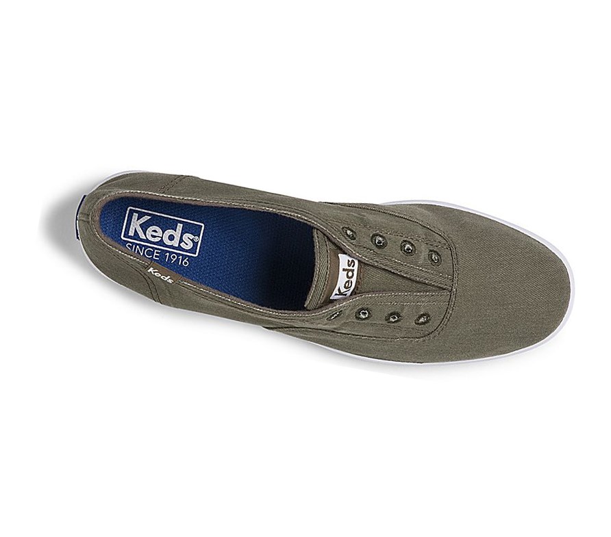 Tenis Slip On Keds Chillax Washable Comodidad Mujer Verde Oliva | DOQ012438