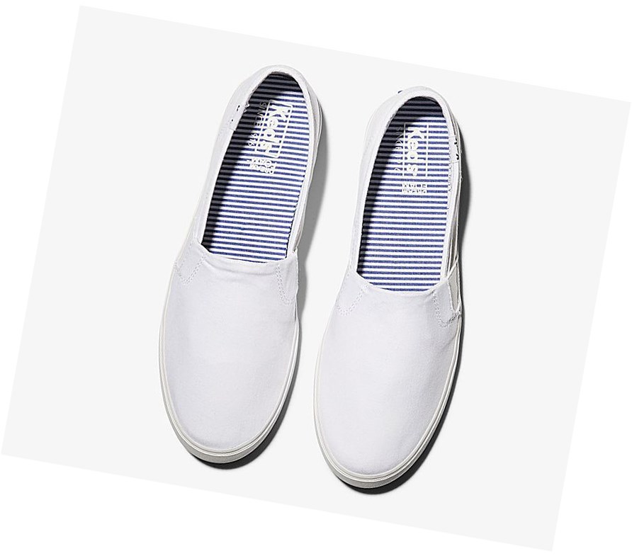 Tenis Slip On Keds Clipper Washed Solids Mujer Blancos | NZO761205