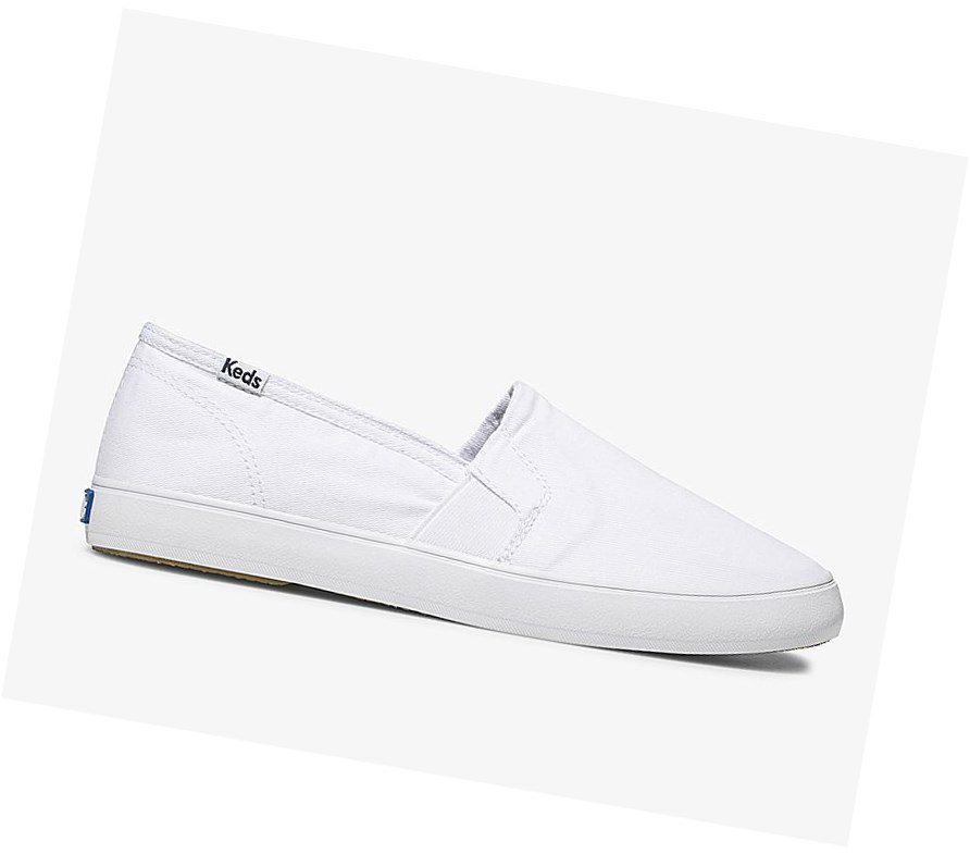 Tenis Slip On Keds Clipper Washed Solids Mujer Blancos | NZO761205