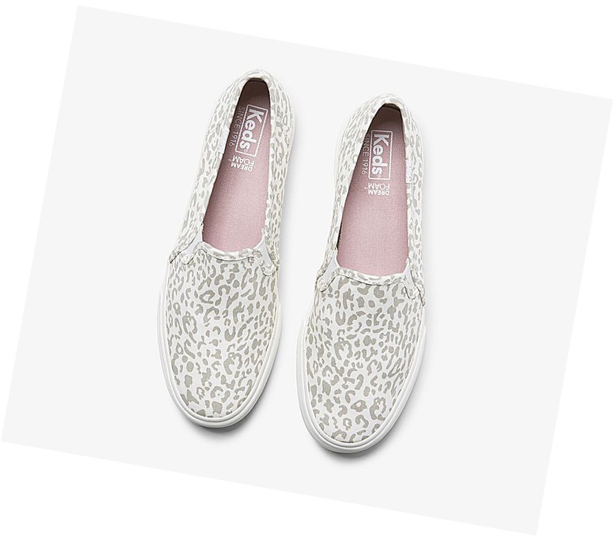 Tenis Slip On Keds Double Decker Animal Mujer Blancos Leopardo | NMA890375