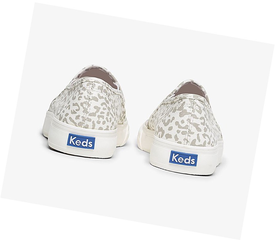 Tenis Slip On Keds Double Decker Animal Mujer Blancos Leopardo | NMA890375