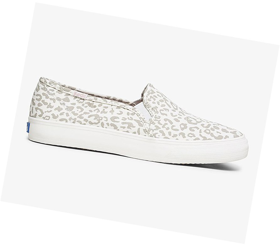 Tenis Slip On Keds Double Decker Animal Mujer Blancos Leopardo | NMA890375