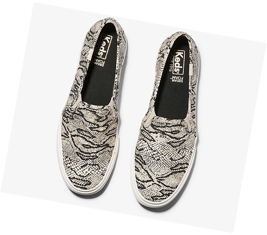 Tenis Slip On Keds Double Decker Animal Mujer Creme Serpent | PFU580769