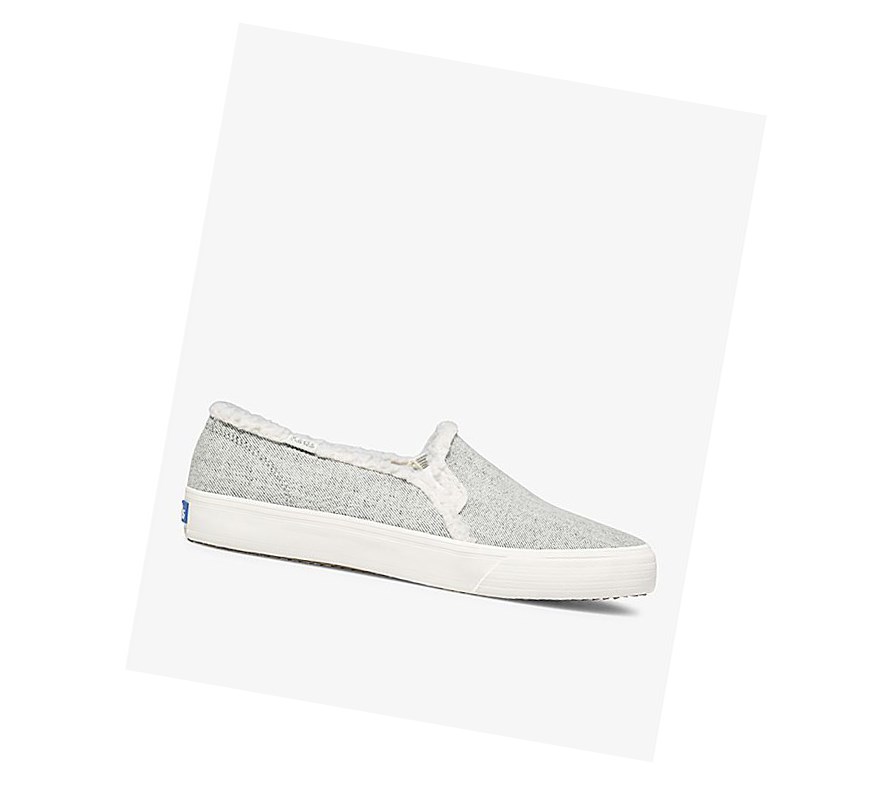 Tenis Slip On Keds Double Decker Brushed Denim Faux Shearling Mujer Grises | FSO136958