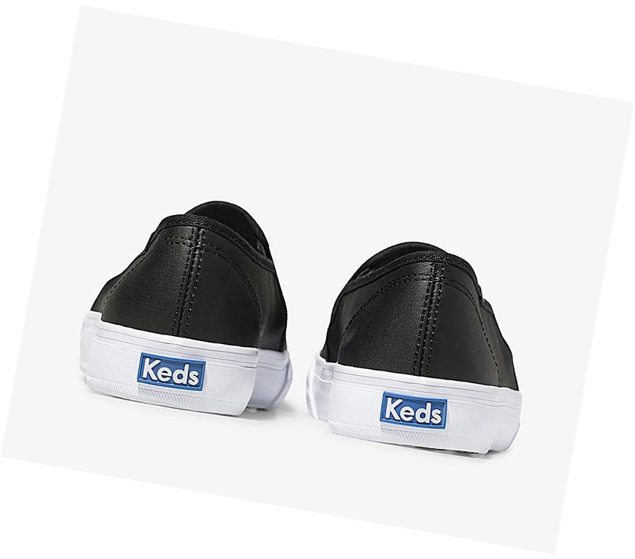 Tenis Slip On Keds Double Decker Cuero Mujer Negros | MAH107632