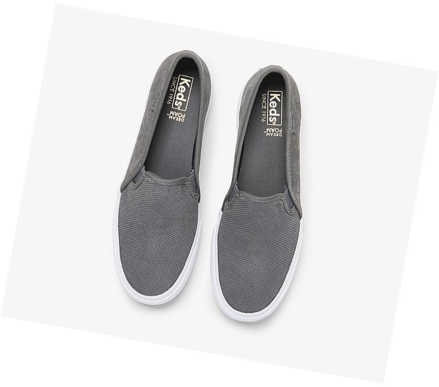 Tenis Slip On Keds Double Decker Gamuza Fall Mujer Grises Oscuro | EPM491308