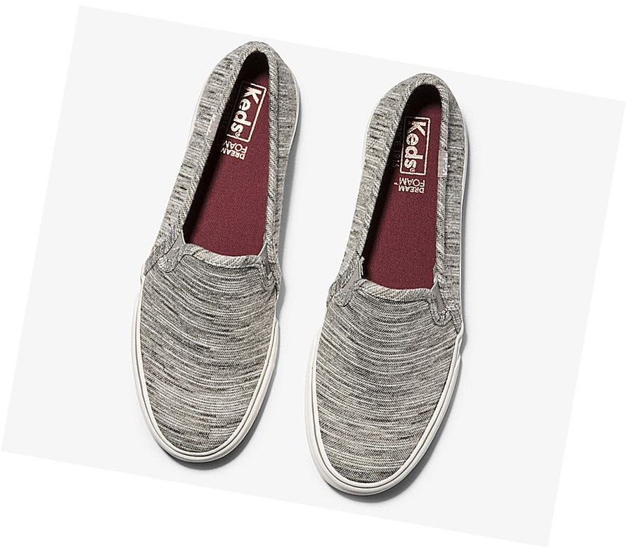 Tenis Slip On Keds Double Decker Heathered Stripe Knit Mujer Grises | BIW394850