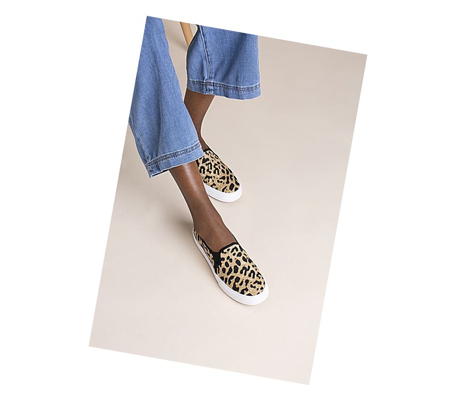 Tenis Slip On Keds Double Decker Leopard Mujer Marrom | DSH042731