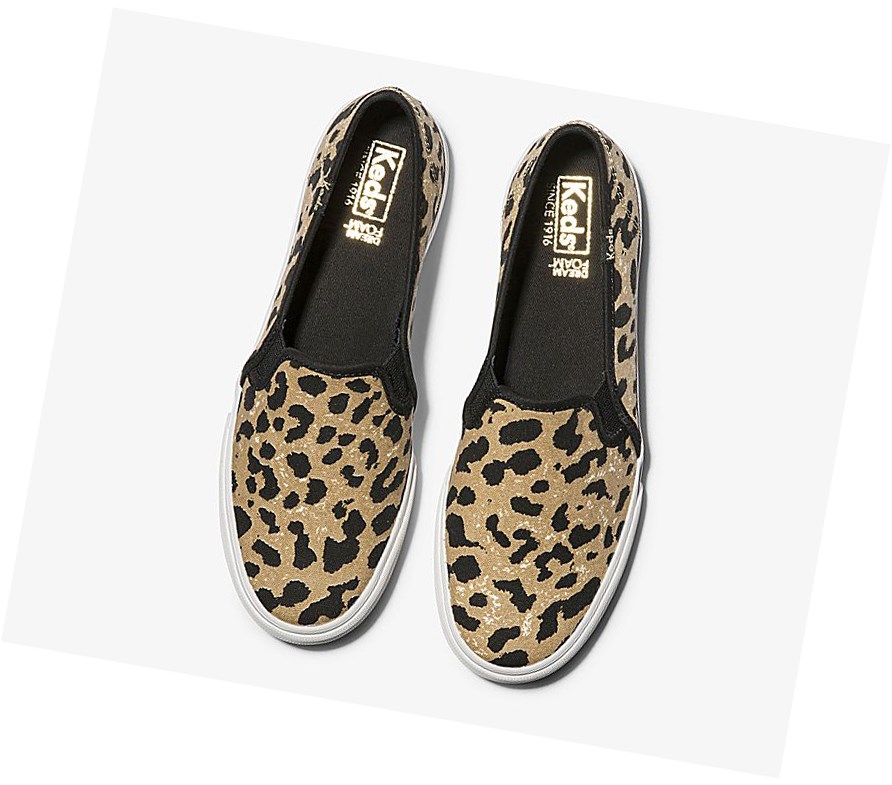 Tenis Slip On Keds Double Decker Leopard Mujer Marrom | DSH042731