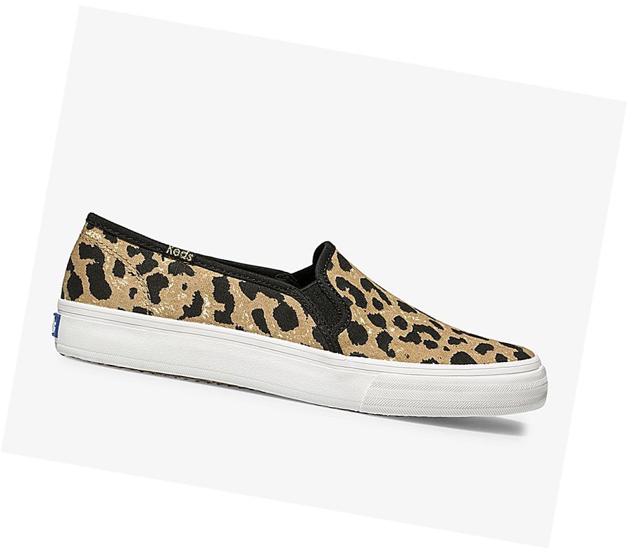 Tenis Slip On Keds Double Decker Leopard Mujer Marrom | DSH042731