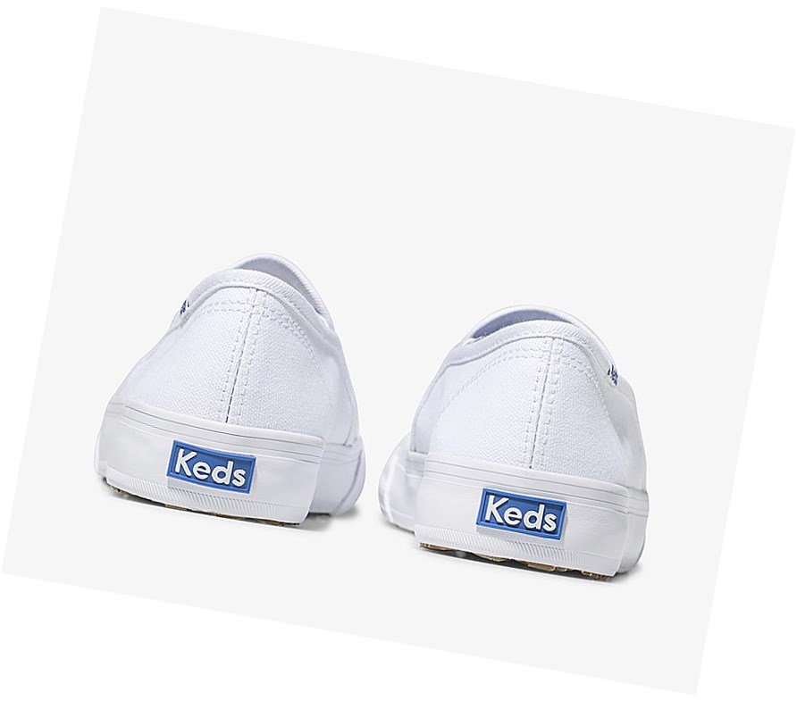 Tenis Slip On Keds Double Decker Lona Mujer Blancos | HOW358974