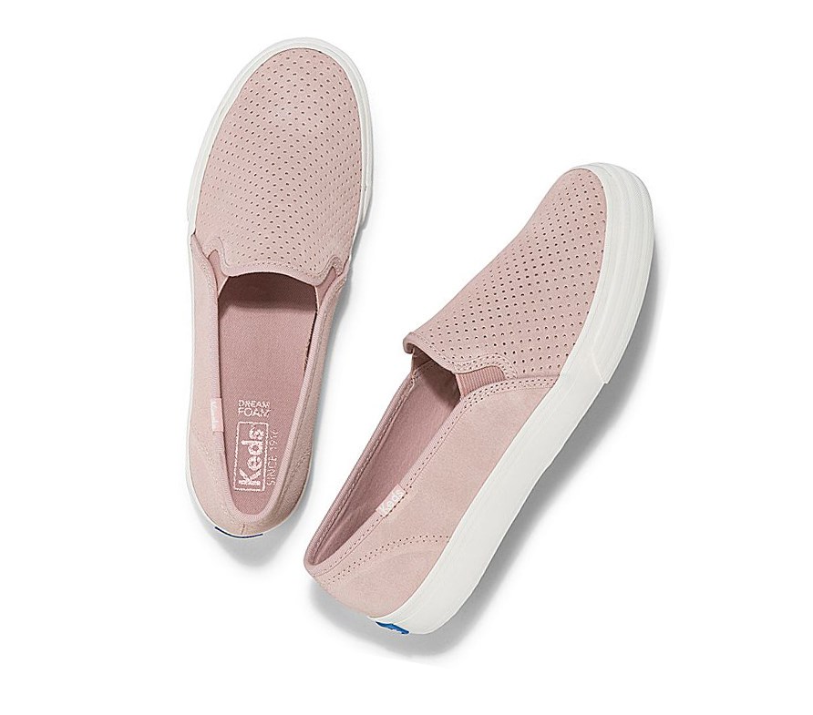 Tenis Slip On Keds Double Decker Perf Gamuza Fall Comodidad Mujer Rosas | AXG463089